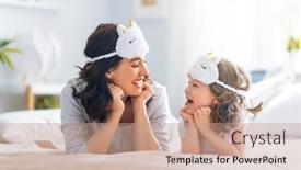  Presentation with sleep time - PPT theme featuring nice-girl-and-her-mother background and a coral colored foreground