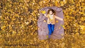 Presentation with autumn leaves - Colorful presentation enhanced with nice-girl-lying-on-back backdrop and a gold colored foreground