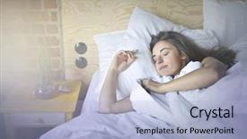 Presentation with bed hotel - Cool new theme with nice girl sleeping tight in hotel bed backdrop and a light blue colored foreground