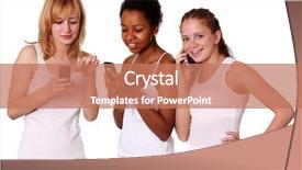  Presentation with women - Beautiful theme featuring nice girl student africa - women phones backdrop and a  colored foreground