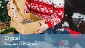  Presentation with christmas in july - Beautiful PPT theme featuring nice girl with christmas presents backdrop and a  colored foreground