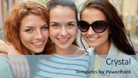  Presentation with city street - PPT layouts with nice girles - vacation weekend leisure and friendship background and a  colored foreground