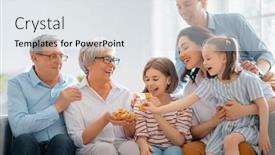  Presentation with grandfather - Colorful presentation theme enhanced with nice-girls-their-mother-father backdrop and a  colored foreground