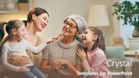  Presentation with living room family - PPT layouts with nice-girls-their-mother background and a coral colored foreground