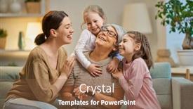  Presentation with living room family - Slide set with nice-girls-their-mother background and a tawny brown colored foreground