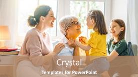  Presentation with time - Cool new PPT layouts with nice-girls-their-mother backdrop and a coral colored foreground