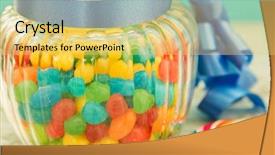  Presentation with blue ribbon - Theme having nice glass container with blue ribbon filled candies background and a yellow colored foreground