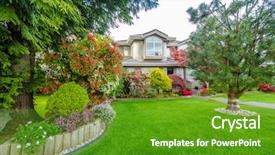  Presentation with house - Audience pleasing slide set consisting of nice house with gorgeous outdoor backdrop and a tawny brown colored foreground
