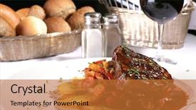  Presentation with done - Beautiful presentation design featuring nice juicy steak well done backdrop and a red colored foreground