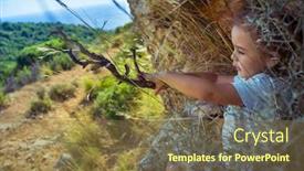  Presentation with magic wand - PPT theme featuring nice-little-boy-spending-time background and a tawny brown colored foreground