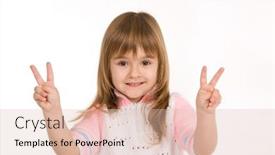  Presentation with fingers - Slides enhanced with nice little girl showing two fingers on each hand background and a lemonade colored foreground