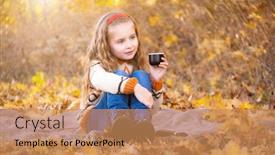  Presentation with nice aestethic - Cool new slide deck with nice little girl with cup sitting on picnic mat in autumn park backdrop and a coral colored foreground