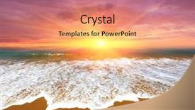  Presentation with sun blue sky and ocean - Cool new presentation design with nice majestic sunset over ocean backdrop and a coral colored foreground