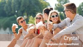  Presentation with food city - Beautiful theme featuring nice meet - friendship leisure summer and people backdrop and a coral colored foreground