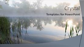  Presentation with fog - Presentation theme with nice-morning-landscape-with-fog background and a light gray colored foreground