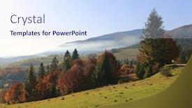  Presentation with autumn morning - Amazing slide deck having nice morning scene in mountains autumn landscape in carpathians ukraine backdrop and a sky blue colored foreground