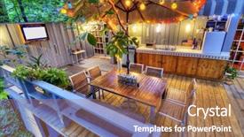  Presentation with woods - Beautiful PPT layouts featuring nice patio at a home backdrop and a coral colored foreground