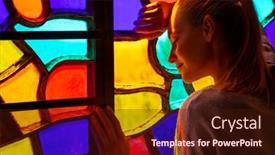  Presentation with peaceful - Beautiful PPT theme featuring nice-peaceful-female-with-closed backdrop and a wine colored foreground