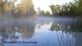  Presentation with water river - Beautiful slide deck featuring nice-quiet-morning-scene backdrop and a light blue colored foreground