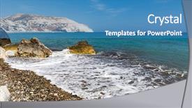  Presentation with seashore - Beautiful theme featuring nice rocky seashore on mediterranean sea cyprus backdrop and a teal colored foreground