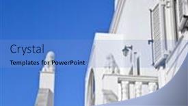  Presentation with santorini - Beautiful PPT theme featuring nice santorini house and the blue sky backdrop and a light blue colored foreground
