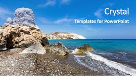  Presentation with rocky shore - Theme enhanced with nice sea landscape with rocky shore cyprus background and a teal colored foreground