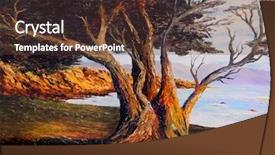  Presentation with canvas - PPT theme consisting of nice small scale oil painting background and a tawny brown colored foreground