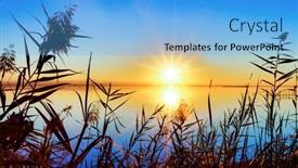  Presentation with calm sea - Cool new PPT layouts with nice-sunset-in-the-calm backdrop and a light blue colored foreground