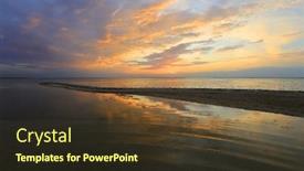  Presentation with seashore - Presentation theme enhanced with nice-sunset-landscape-over-seashore background and a tawny brown colored foreground