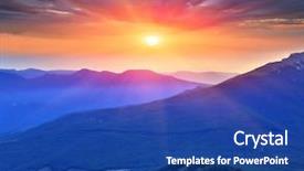  Presentation with mountains - Theme with nice sunset over mountains background and a ocean colored foreground