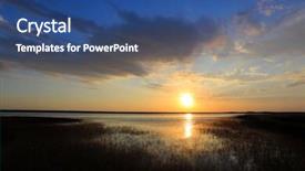  Presentation with scene - Amazing slide set having nice-sunset-scene-on-lake backdrop and a ocean colored foreground