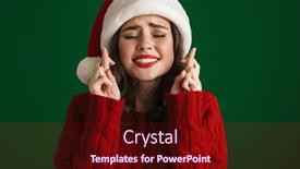  Presentation with good luck - PPT theme having nice-tense-girl-in-santa background and a wine colored foreground