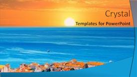  Presentation with resort - Amazing slide deck having nice-view-at-famous-european backdrop and a yellow colored foreground