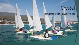  Presentation with sailing yacht race regatta sailboat - Slide deck with nice view of sailboats leaving background and a light blue colored foreground