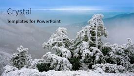  Presentation with winter scene - Audience pleasing PPT theme consisting of nice-winter-scene-in-mountains backdrop and a light blue colored foreground