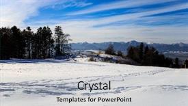  Presentation with winter scene - Beautiful presentation theme featuring nice winter scene in mountains backdrop and a light gray colored foreground