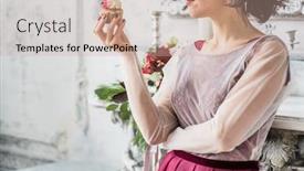  Presentation with cupcake - Slide set with nice women with cupcake background and a soft green colored foreground