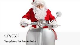  Presentation with santa claus and reindeers - Audience pleasing presentation theme consisting of nicholas - santa claus on a vintage backdrop and a light gray colored foreground