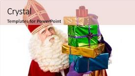  Presentation with dutch sinterklaas - Theme having nicholas - sinterklaas with gifts typical dutch background and a lemonade colored foreground