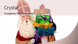  Presentation with december - PPT theme with nicholas - sinterklaas with gifts typical dutch background and a lemonade colored foreground