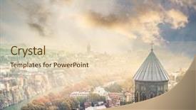  Presentation with saint - Presentation theme consisting of nicholas church from narikala fortress background and a lemonade colored foreground