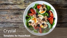  Presentation with technology green and black - Presentation theme enhanced with nicoise-salad-tuna-hard-boiled background and a violet colored foreground