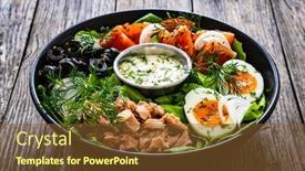  Presentation with tuna - Slide set enhanced with nicoise-salad-tuna-hard-boiled background and a  colored foreground