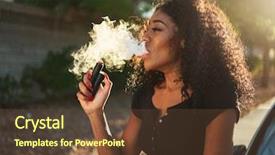  Presentation with african woman - Presentation design with nicotine - african american woman vaping background and a tawny brown colored foreground