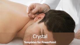  Presentation with acupuncture - Beautiful theme featuring nicotine - handsome man at acupuncture treatment backdrop and a tawny brown colored foreground