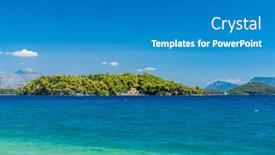  Presentation with island - PPT theme featuring nidri-on-the-island background and a teal colored foreground