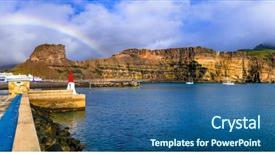  Presentation with best - Beautiful theme featuring nieves panoramic view with rainbow backdrop and a ocean colored foreground