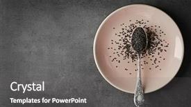  Presentation with analysis risk top view - Cool new slides with nigella sativa seed - black sesame in spoon top backdrop and a gray colored foreground