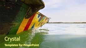  Presentation with boat river - Amazing presentation design having portrait of happy young friends with laptop and photo camera on table backdrop and a coral colored foreground