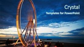  Presentation with amusement park - Amazing presentation theme having night - ferris wheel and rollercoaster backdrop and a ocean colored foreground